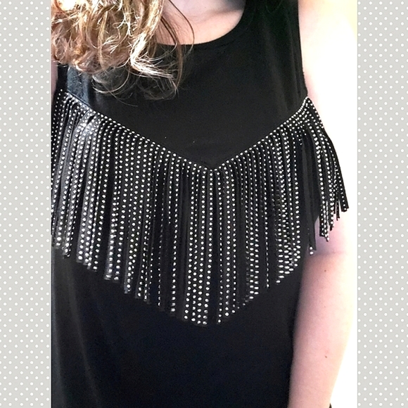 Express | black top with jeweled tassels - Picture 6 of 8